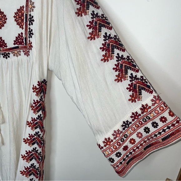 Free People Starlight Embroidered Boho Mini Dress S Tunic Ivory - Picture 10 of 15